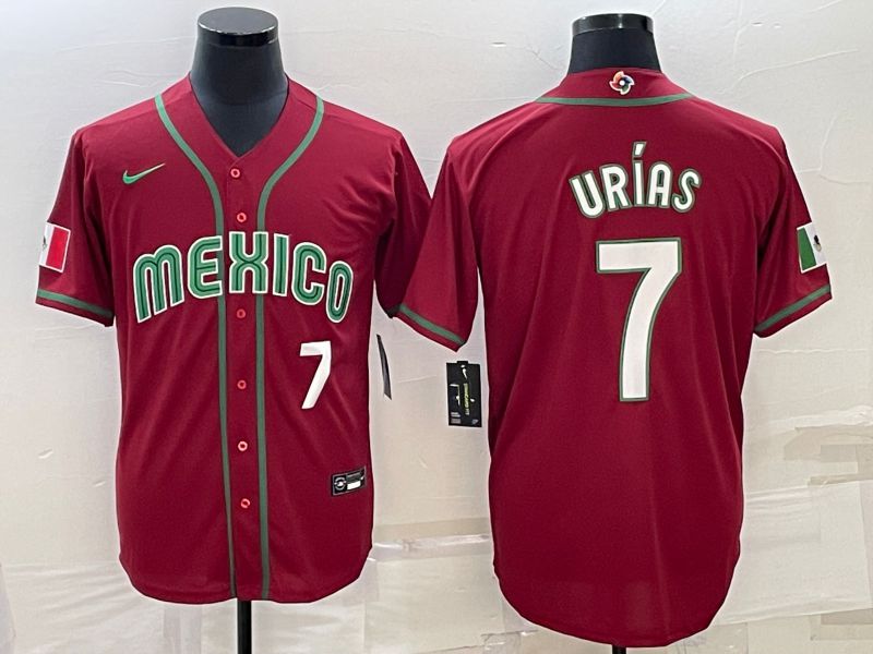 Men 2023 World Cub Mexico #7 Urias Red Nike MLB Jersey22